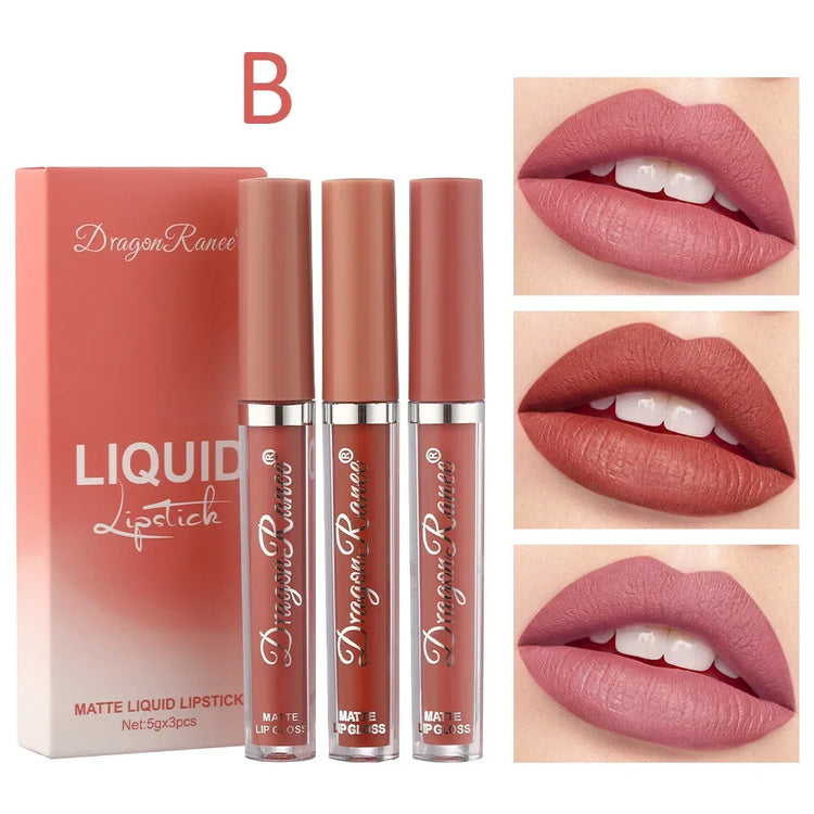 3 PCS Liquid Lipsticks Set Long Lasting Make Up For Women Korean Beauty Cosmetics Matte Lipsticks Waterproof Long lasting - Homevera