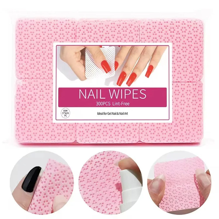 300pcs Cotton Gel Nail Polish Remover Wipes Nail Cleaning Pads Non Woven Lint-Free Nail Pads For Beauty Salon Nail Art Tool - Homevera