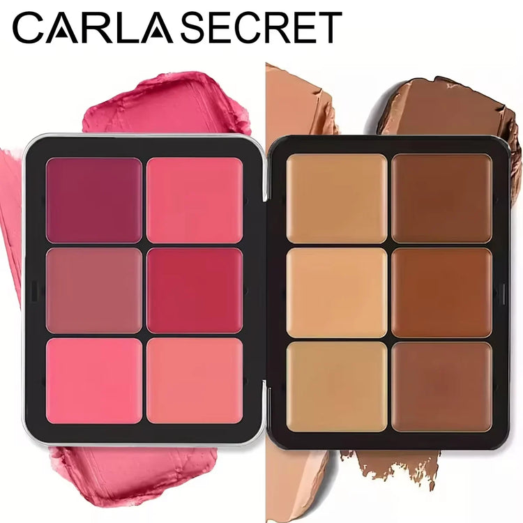 12-color iron box concealer blush cream matte highlight contour makeup all-in-one palette - Homevera