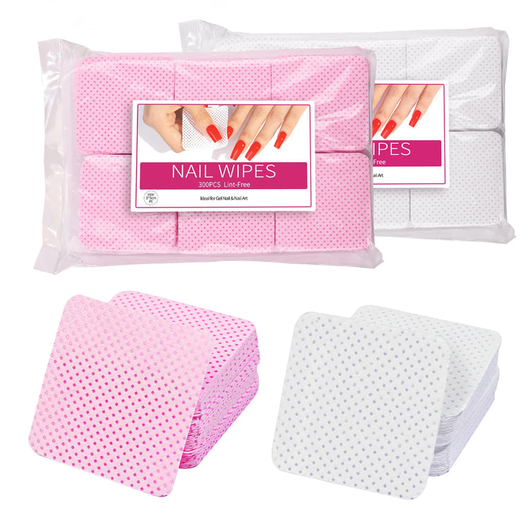 300pcs Cotton Gel Nail Polish Remover Wipes Nail Cleaning Pads Non Woven Lint-Free Nail Pads For Beauty Salon Nail Art Tool - Homevera
