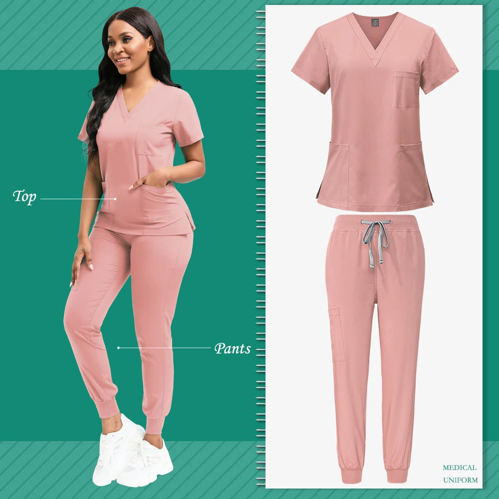 Scrubs Women Beauty SPA Uniform Pet Clinic Store Veterinary Dentistry Work Clothes Set High-quality Medical Nurse Uniform Unisex - Homevera