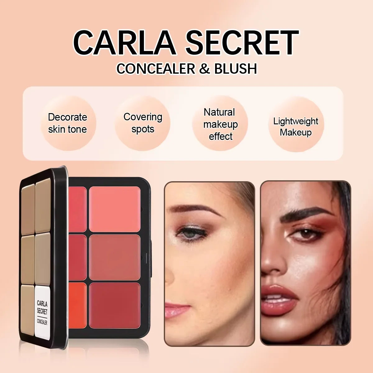 12-color iron box concealer blush cream matte highlight contour makeup all-in-one palette - Homevera