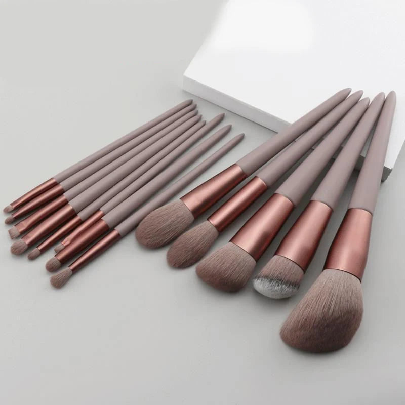 13 PCS Makeup Brushes Set Eye Shadow Foundation Women Cosmetic Brush Eyeshadow Blush Beauty Soft Make Up Tools Bag - Homevera