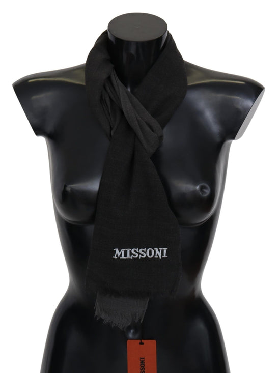 Black 100% Wool Unisex Neck Wrap Scarf