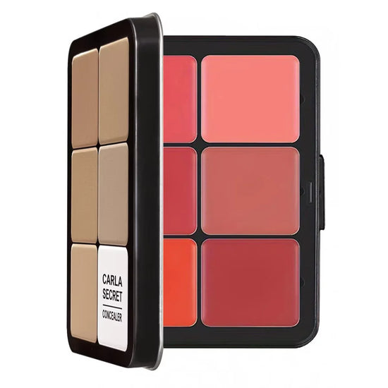 12-color iron box concealer blush cream matte highlight contour makeup all-in-one palette - Homevera