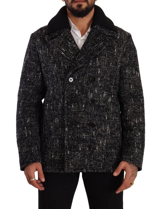 Black Wool Double Breasted Coat Men Jacket