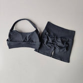 Sexy Halter Neck Beautiful Back High Waist Peach Sports Bras Shorts Suit Pilates Gathering Yoga Vest Training Fitness Bra Sets - Homevera