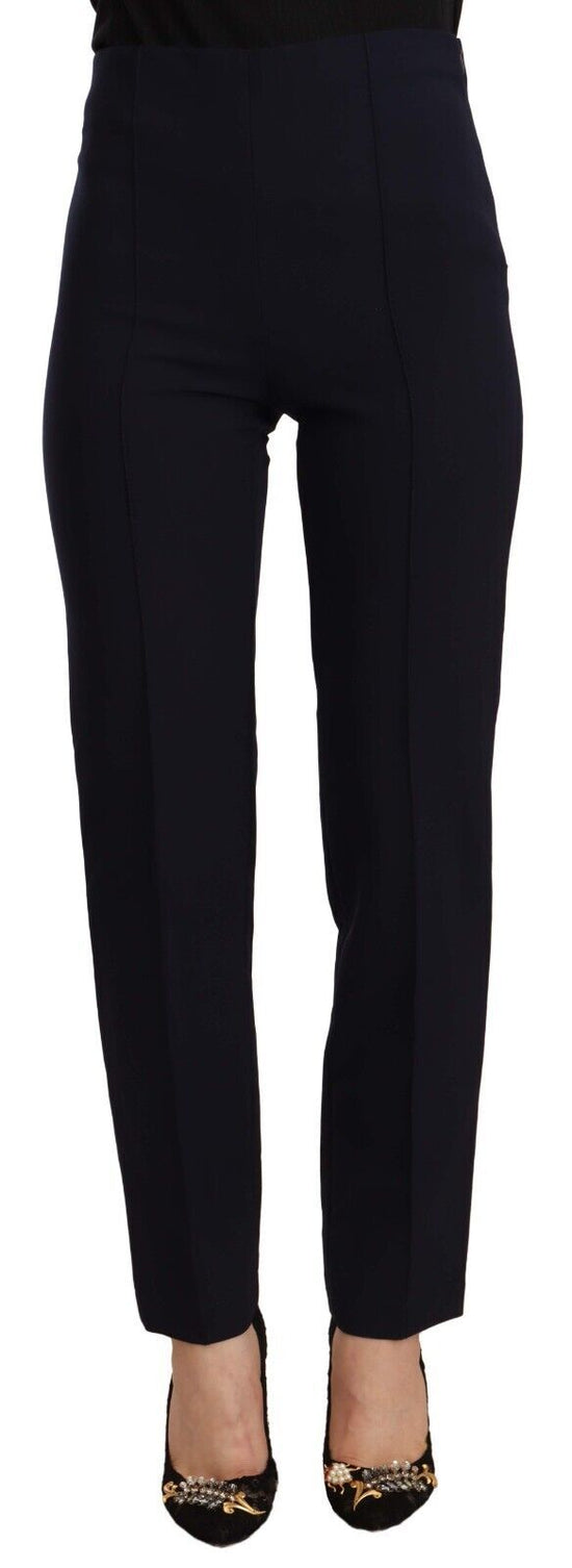 Black High Waist Polyester Women Straight Pants