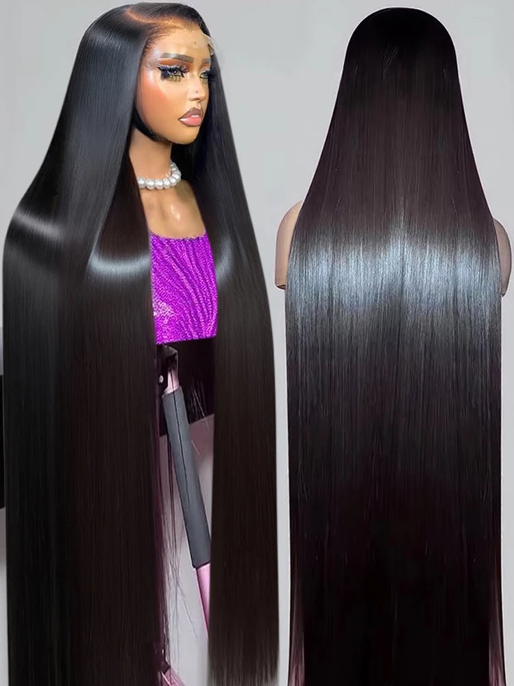 250 High Desity 50 Inch Bone Straight Human Hair Lace Frontal Wigs 13x6 13x4 HD Lace Front Human Hair Wigs PrePlucked For Women - Homevera