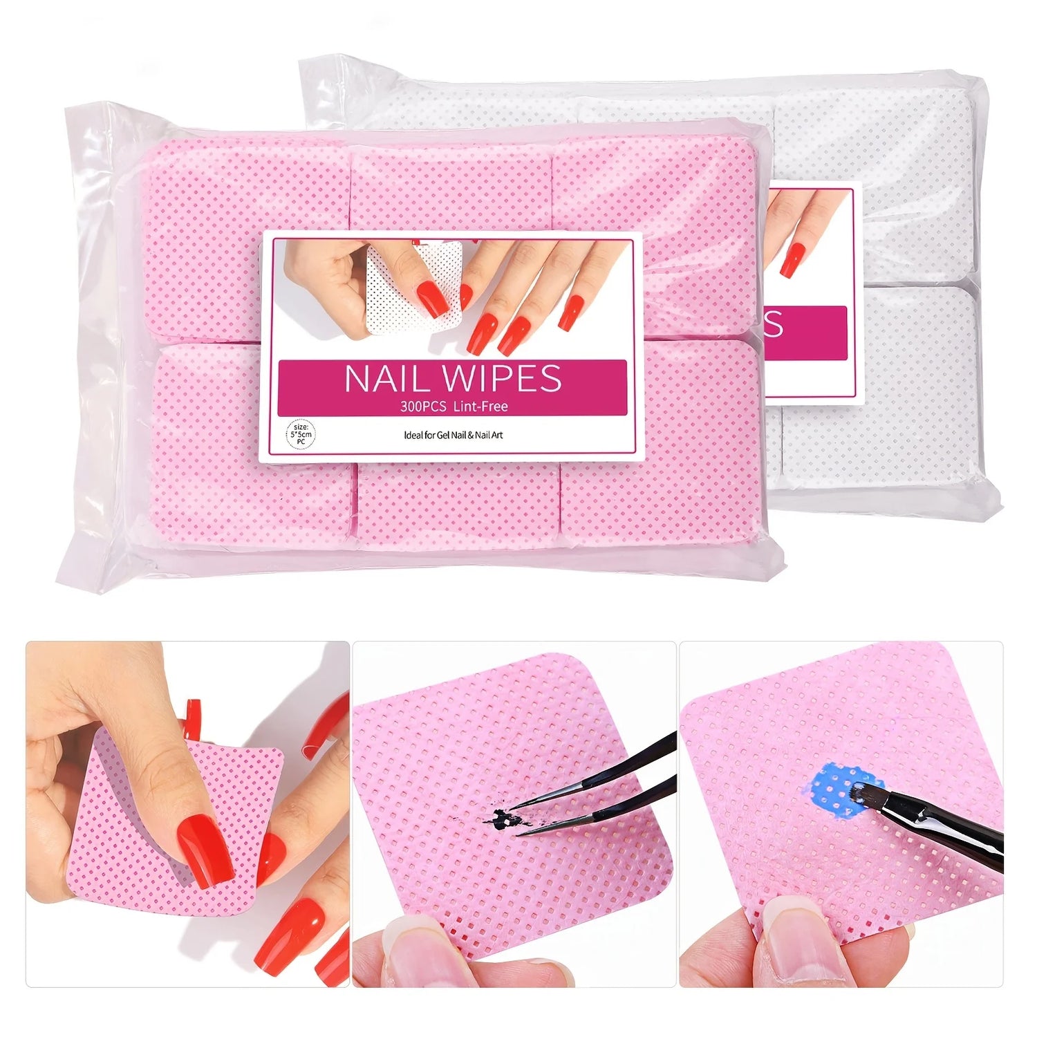 Nail Polish Remover Wipes Nail Cleaning Pads, Non Woven Nail Pads For Women Girl Beauty Salon - Homevera
