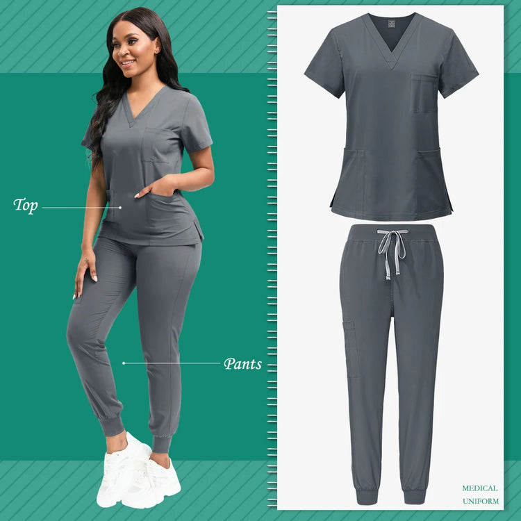 Scrubs Women Beauty SPA Uniform Pet Clinic Store Veterinary Dentistry Work Clothes Set High-quality Medical Nurse Uniform Unisex - Homevera