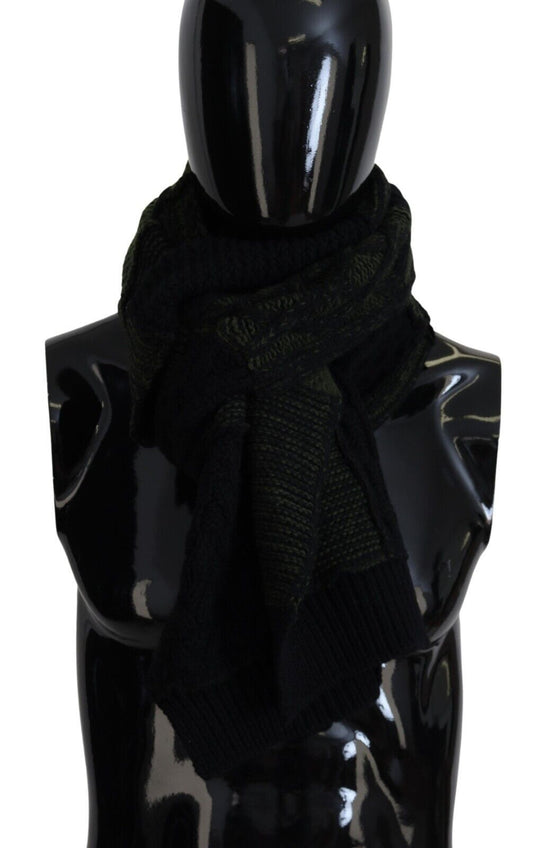 Black Green Knitted Men Neck Wrap Shawl Scarf