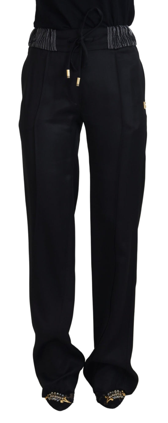 Black Straight Fit Cotton Pants