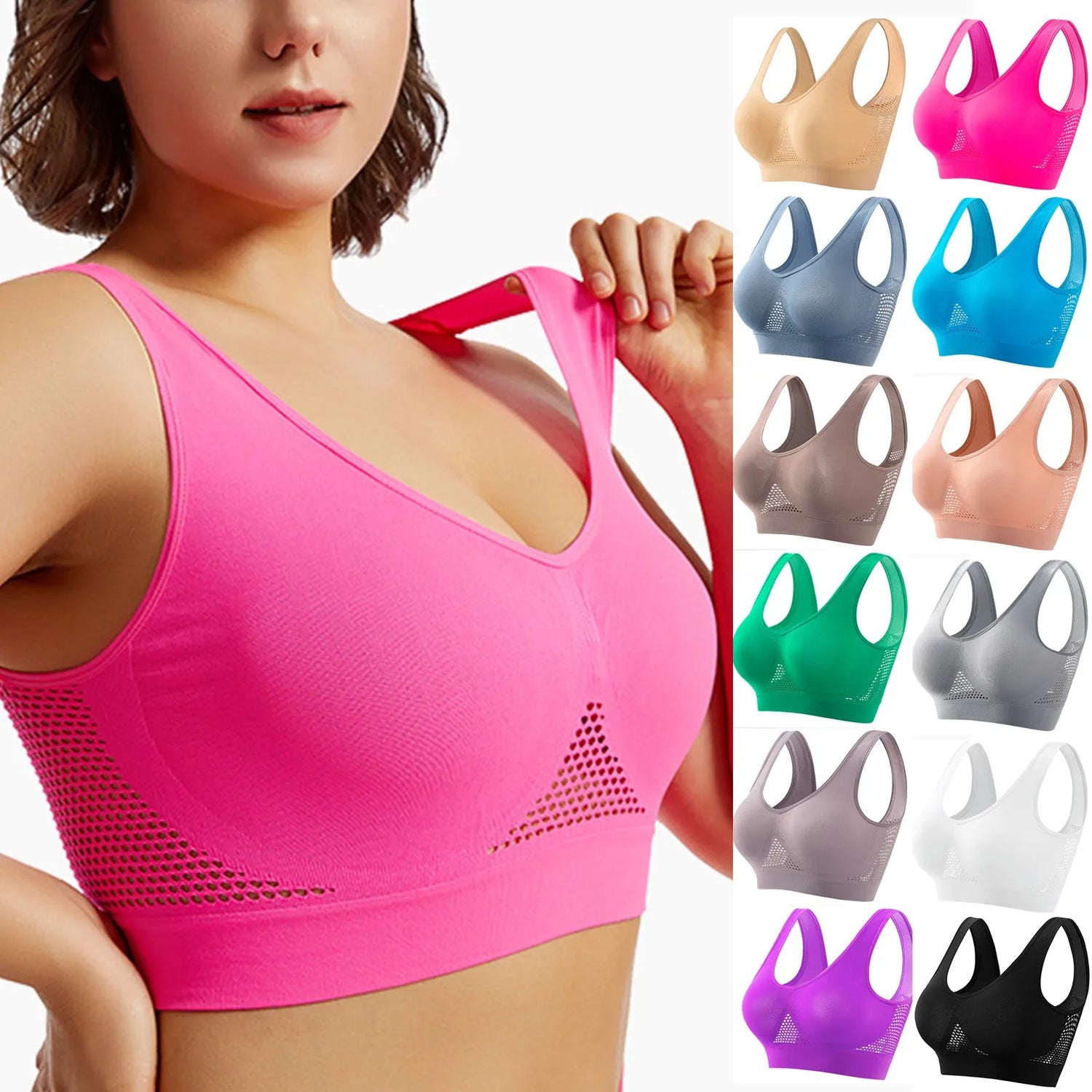Beautiful Back Sports Bra Shockproof Running Fitness Anti-sagging Upper Collection Soft Support High-strength Women&