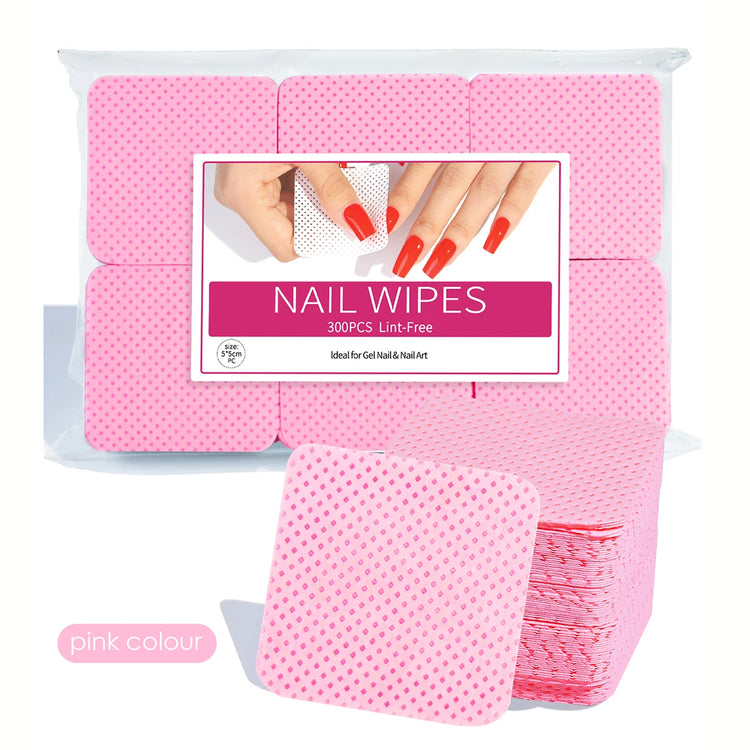 300pcs Cotton Gel Nail Polish Remover Wipes Nail Cleaning Pads Non Woven Lint-Free Nail Pads For Beauty Salon Nail Art Tool - Homevera