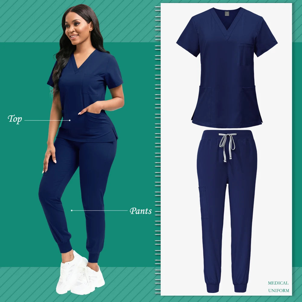 Scrubs Women Beauty SPA Uniform Pet Clinic Store Veterinary Dentistry Work Clothes Set High-quality Medical Nurse Uniform Unisex - Homevera