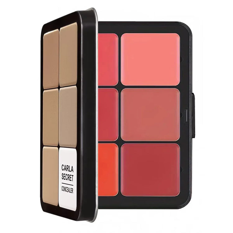 12-color iron box concealer blush cream matte highlight contour makeup all-in-one palette - Homevera