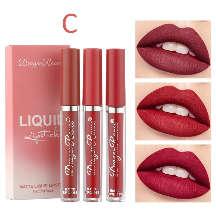 3 PCS Liquid Lipsticks Set Long Lasting Make Up For Women Korean Beauty Cosmetics Matte Lipsticks Waterproof Long lasting - Homevera