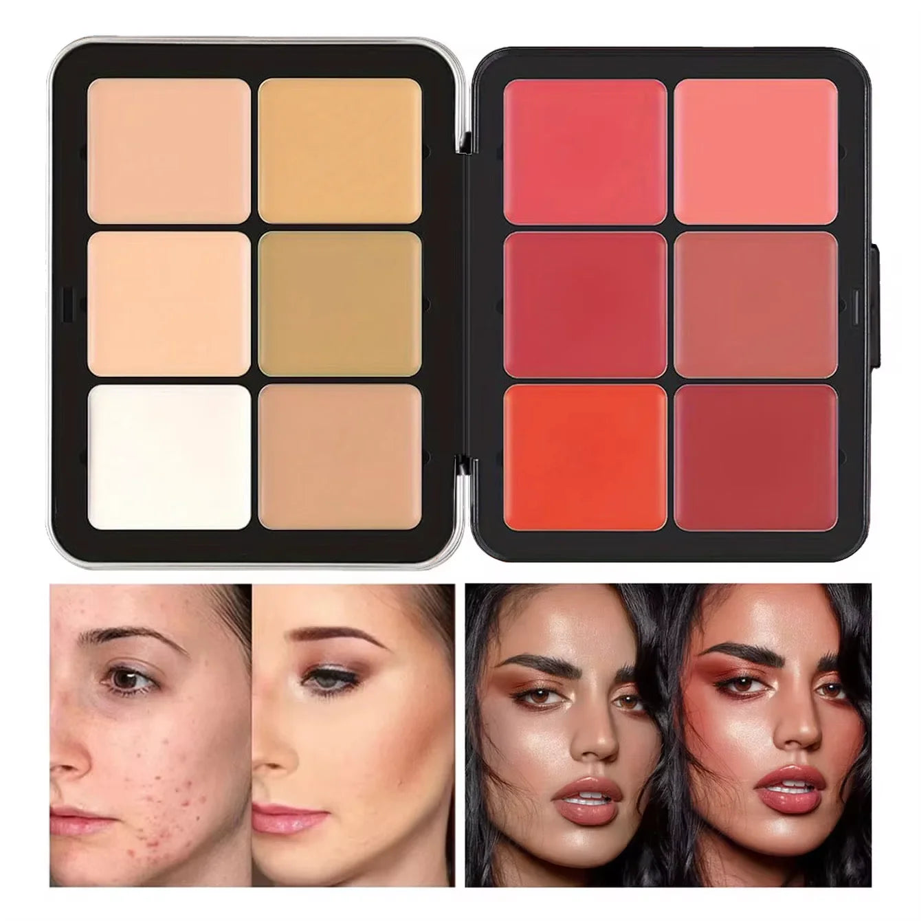 12-color iron box concealer blush cream matte highlight contour makeup all-in-one palette - Homevera