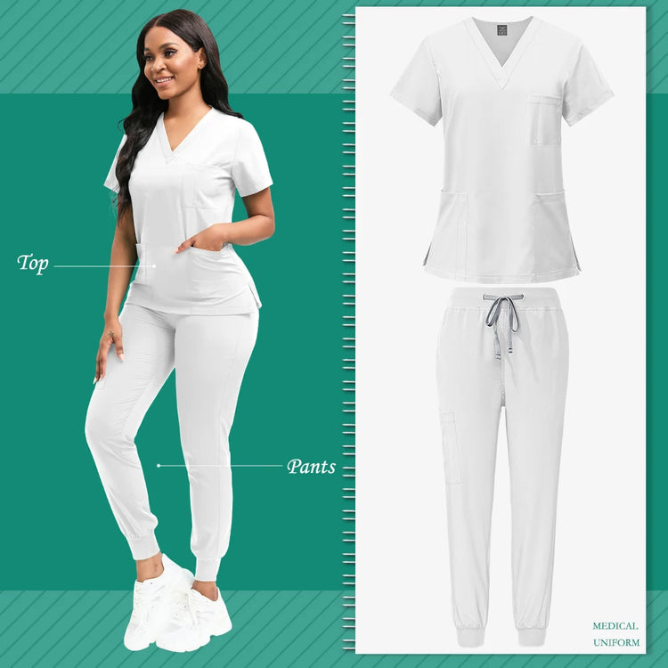 Scrubs Women Beauty SPA Uniform Pet Clinic Store Veterinary Dentistry Work Clothes Set High-quality Medical Nurse Uniform Unisex - Homevera