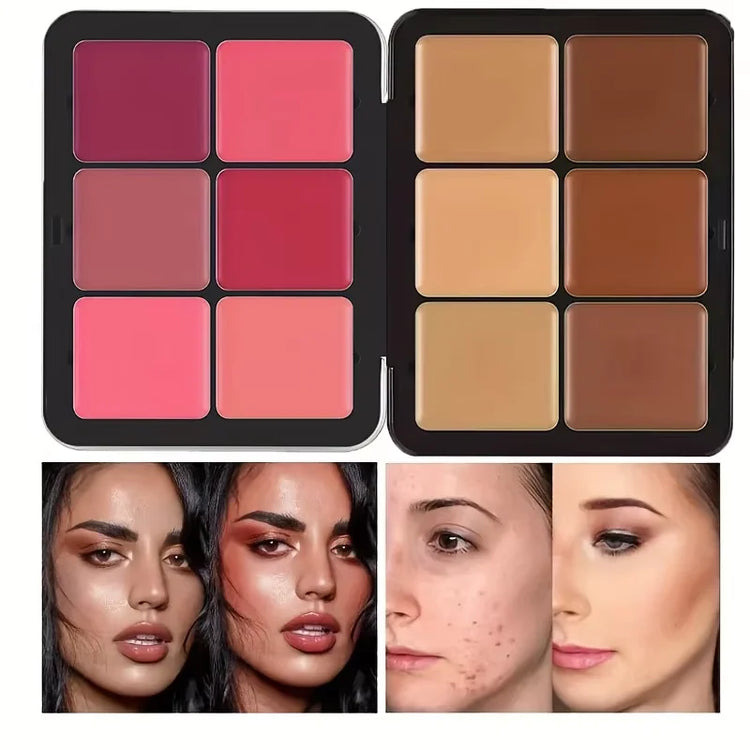 12-color iron box concealer blush cream matte highlight contour makeup all-in-one palette - Homevera
