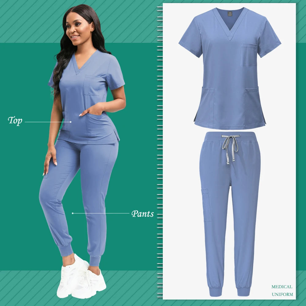 Scrubs Women Beauty SPA Uniform Pet Clinic Store Veterinary Dentistry Work Clothes Set High-quality Medical Nurse Uniform Unisex - Homevera