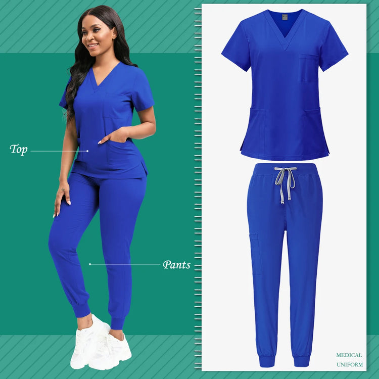 Scrubs Women Beauty SPA Uniform Pet Clinic Store Veterinary Dentistry Work Clothes Set High-quality Medical Nurse Uniform Unisex - Homevera