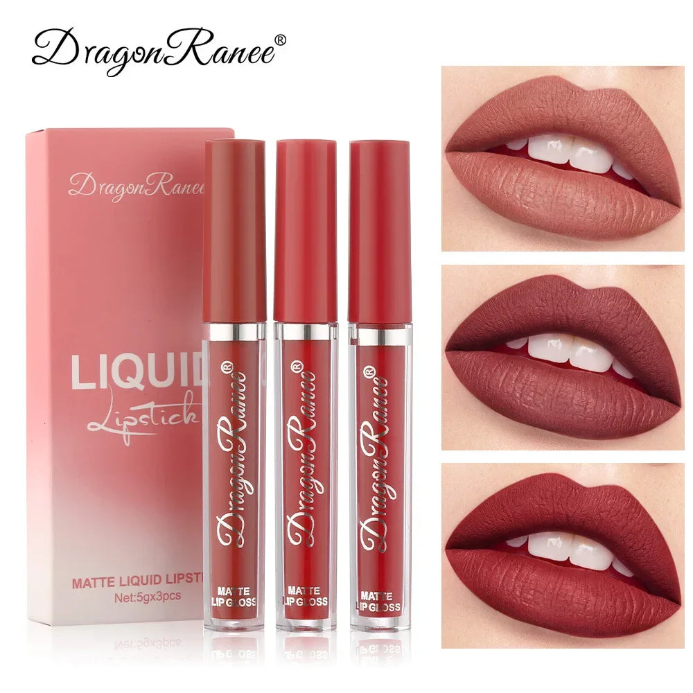 3 PCS Liquid Lipsticks Set Long Lasting Make Up For Women Korean Beauty Cosmetics Matte Lipsticks Waterproof Long lasting - Homevera