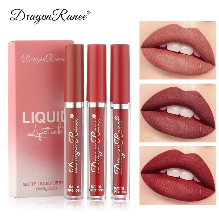 3 PCS Liquid Lipsticks Set Long Lasting Make Up For Women Korean Beauty Cosmetics Matte Lipsticks Waterproof Long lasting - Homevera