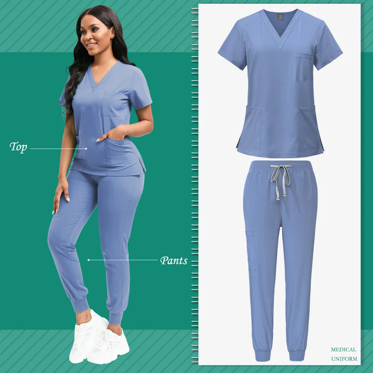 Scrubs Women Beauty SPA Uniform Pet Clinic Store Veterinary Dentistry Work Clothes Set High-quality Medical Nurse Uniform Unisex - Homevera