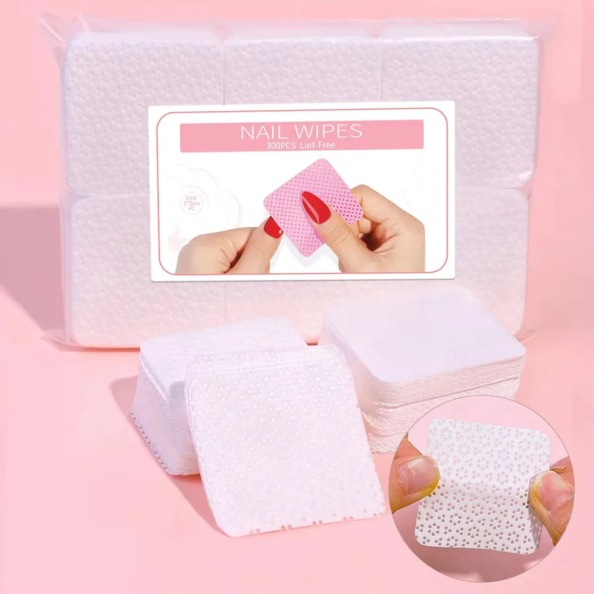 300pcs Cotton Gel Nail Polish Remover Wipes Nail Cleaning Pads Non Woven Lint-Free Nail Pads For Beauty Salon Nail Art Tool - Homevera
