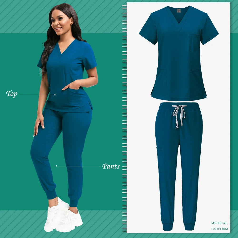 Scrubs Women Beauty SPA Uniform Pet Clinic Store Veterinary Dentistry Work Clothes Set High-quality Medical Nurse Uniform Unisex - Homevera