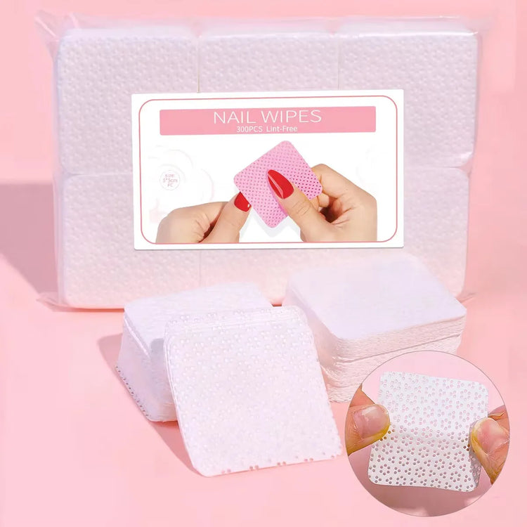 300pcs Cotton Gel Nail Polish Remover Wipes Nail Cleaning Pads Non Woven Lint-Free Nail Pads For Beauty Salon Nail Art Tool - Homevera