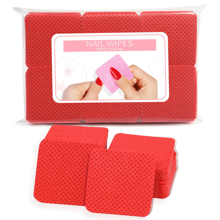 300pcs Cotton Gel Nail Polish Remover Wipes Nail Cleaning Pads Non Woven Lint-Free Nail Pads For Beauty Salon Nail Art Tool - Homevera
