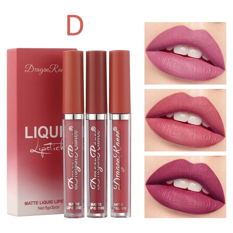 3 PCS Liquid Lipsticks Set Long Lasting Make Up For Women Korean Beauty Cosmetics Matte Lipsticks Waterproof Long lasting - Homevera