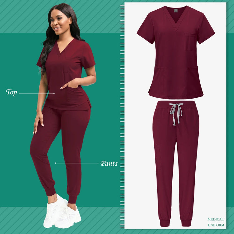 Scrubs Women Beauty SPA Uniform Pet Clinic Store Veterinary Dentistry Work Clothes Set High-quality Medical Nurse Uniform Unisex - Homevera