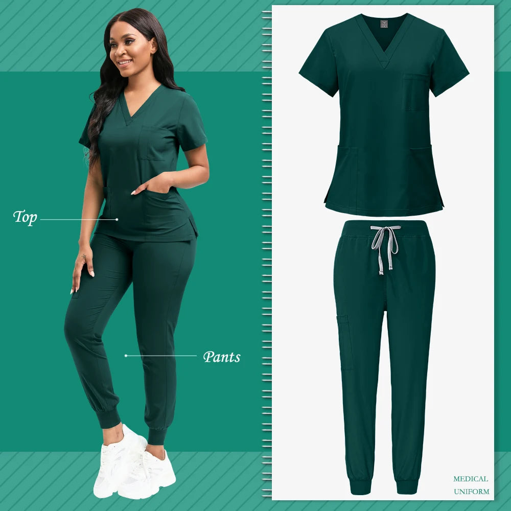 Scrubs Women Beauty SPA Uniform Pet Clinic Store Veterinary Dentistry Work Clothes Set High-quality Medical Nurse Uniform Unisex - Homevera