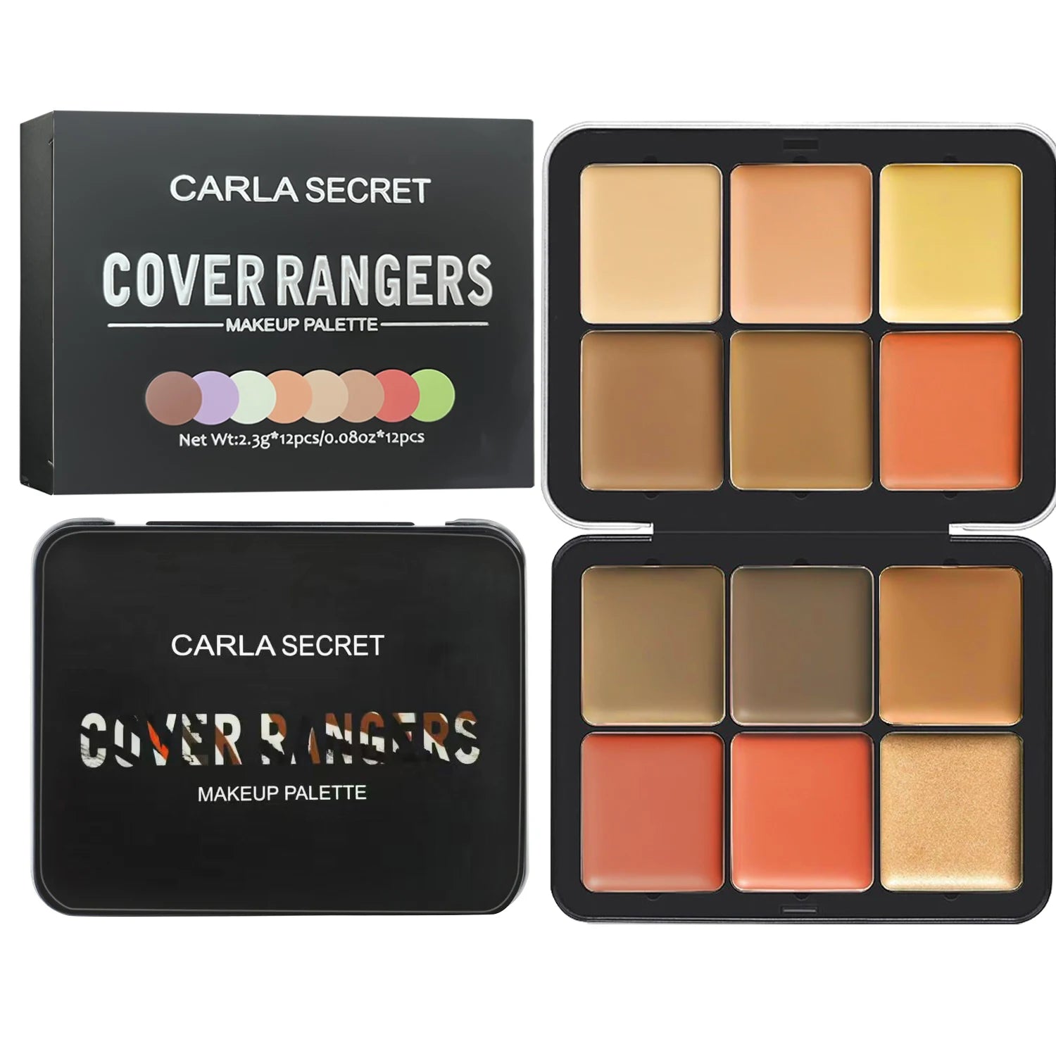 12-color iron box concealer blush cream matte highlight contour makeup all-in-one palette - Homevera