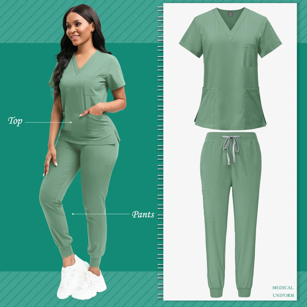 Scrubs Women Beauty SPA Uniform Pet Clinic Store Veterinary Dentistry Work Clothes Set High-quality Medical Nurse Uniform Unisex - Homevera