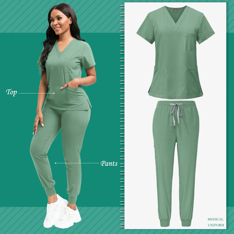 Scrubs Women Beauty SPA Uniform Pet Clinic Store Veterinary Dentistry Work Clothes Set High-quality Medical Nurse Uniform Unisex - Homevera